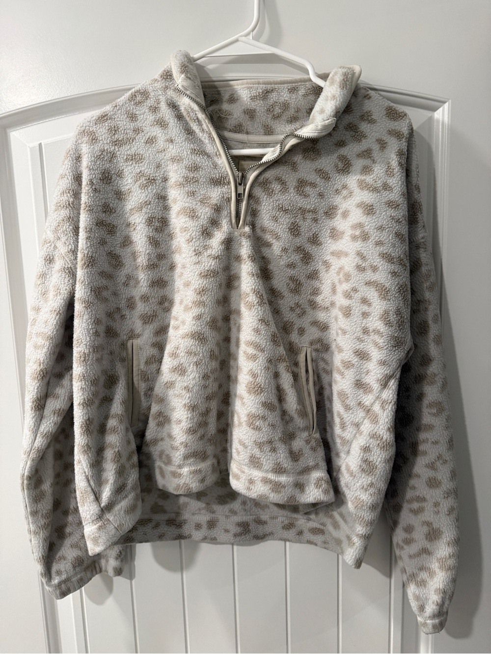 White cheetah print 3/4 zip